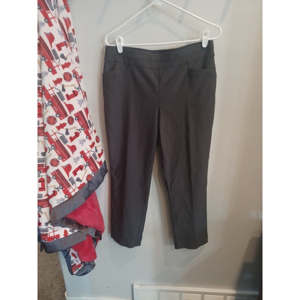 Apt. 9 Womens Charcoal Gray Pull On Dress Pants Petites 12P Short Straight Leg